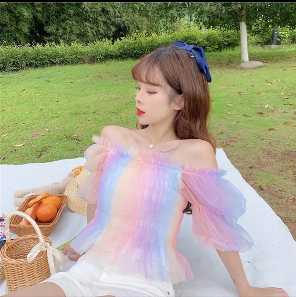 NWT WINTER RAINBOW STREET FASHION ROMANTIC DATE NIGHT MESH TOP SIZE: SMALL-LARGE - Picture 6 of 11